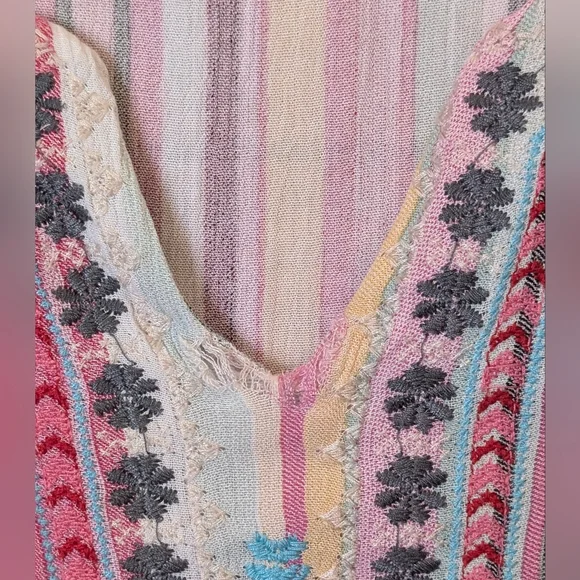 Savannah Jane Embroidered V Neck Tunic With Embroidery On Bell Sleeves - Picture 5 of 16